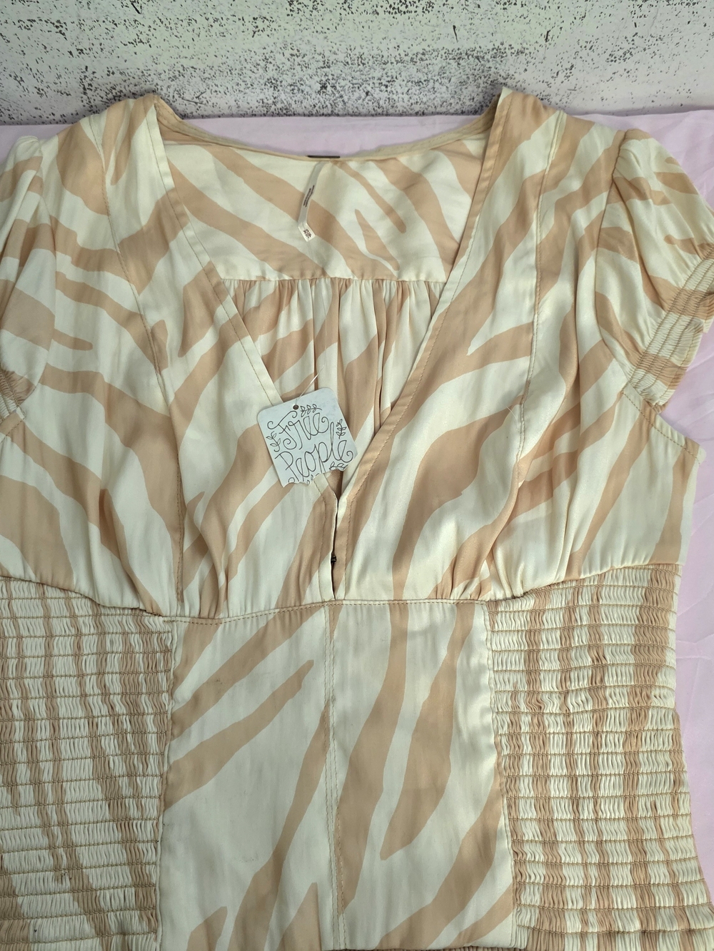 Free People Cream and Tan Zebra-Print Tunic Dress